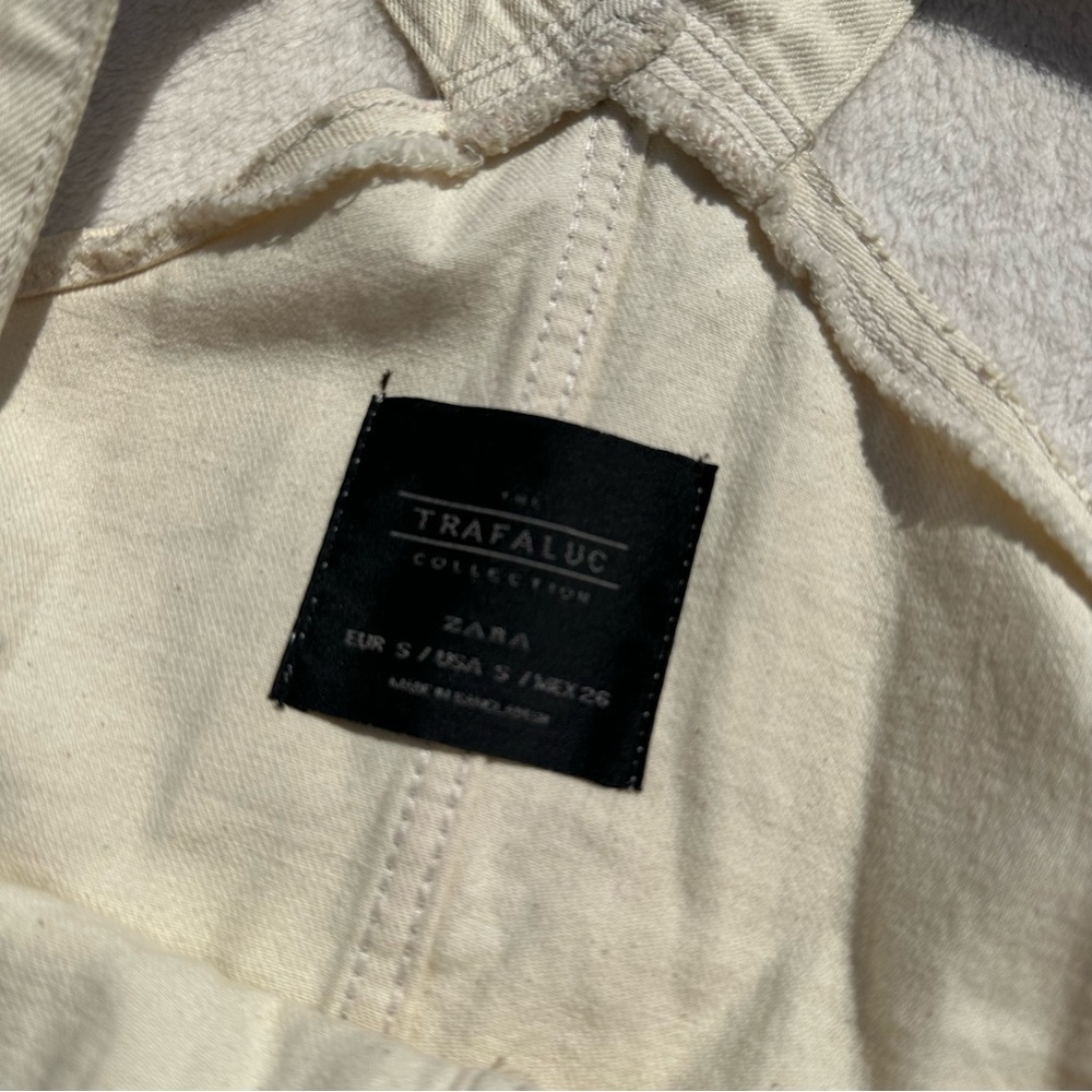 EU Zara TRF Cream Denim Overall Pinafore Midi Dress - Picture 8 of 16